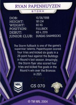2023 NRL Traders Titanium - Gold Pearl Special #GS070 Ryan Papenhuyzen Back